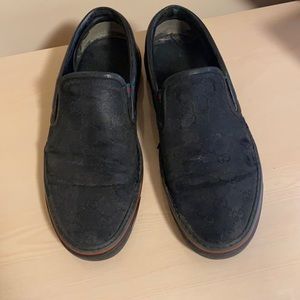 GUCCI men’s canvas slip on shoes